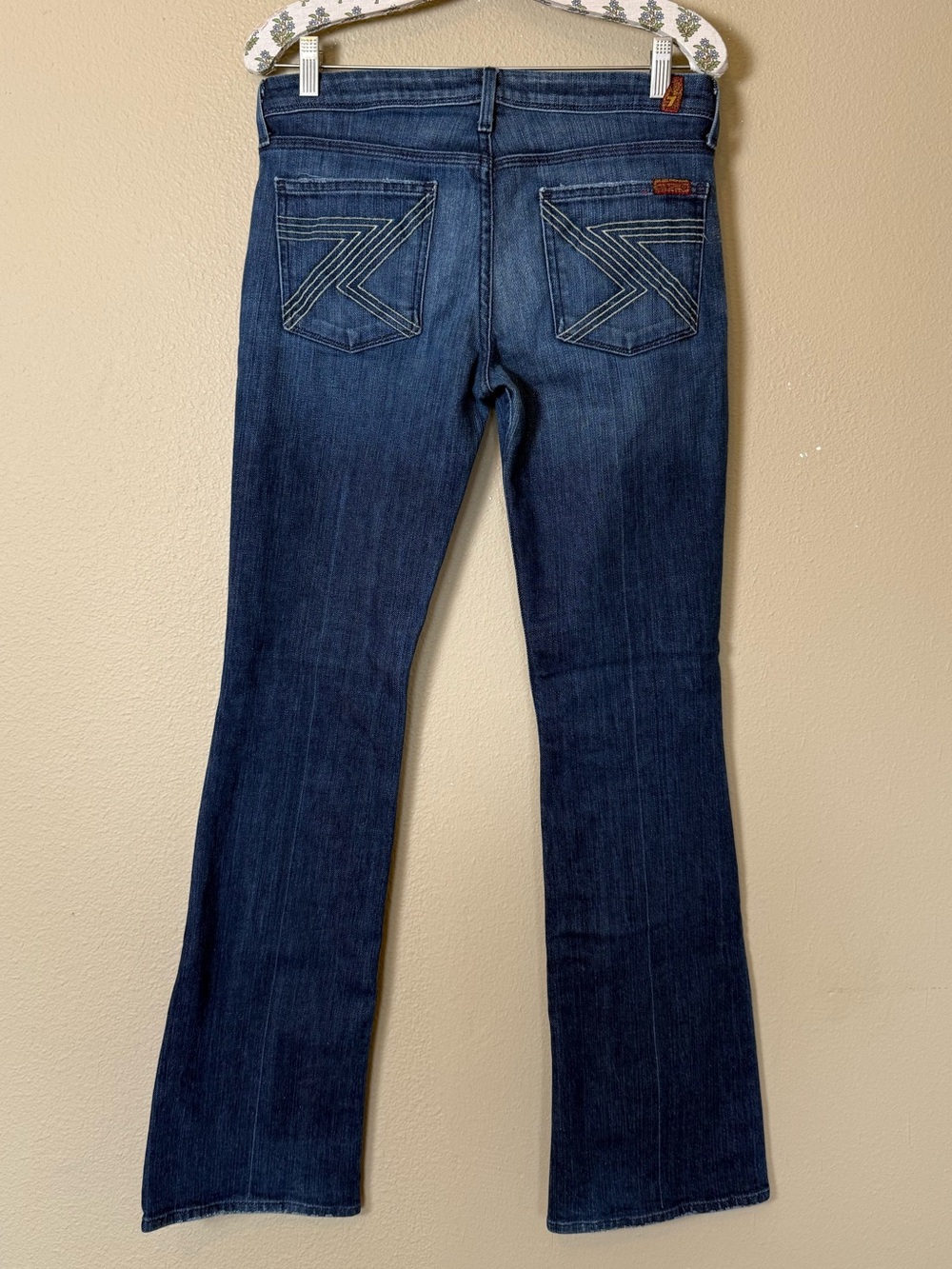 7 For All Mankind Dark Wash Mid Rise Bootcut Flare Jeans Size 28 - Picture 3 of 6